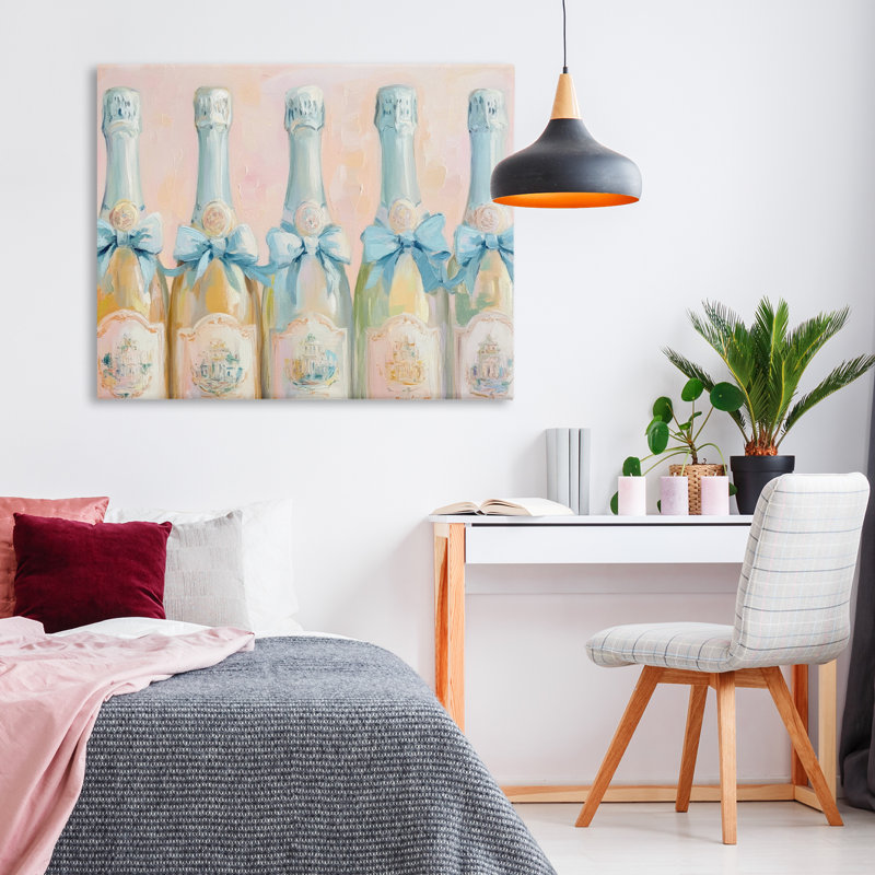 Toile pastel bleu champagne, design par Petal Prints Design, H 24 po x l 30 po