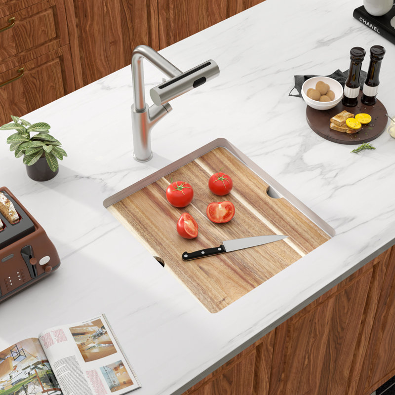 L 17 po x l 19 po Composite quartz encastré sous le comptoir, White, 17"W x 19"D