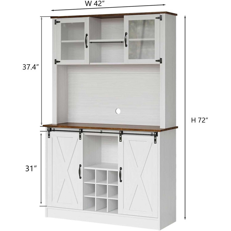 72'' Farmhouse Coffee Bar Cabinet, White