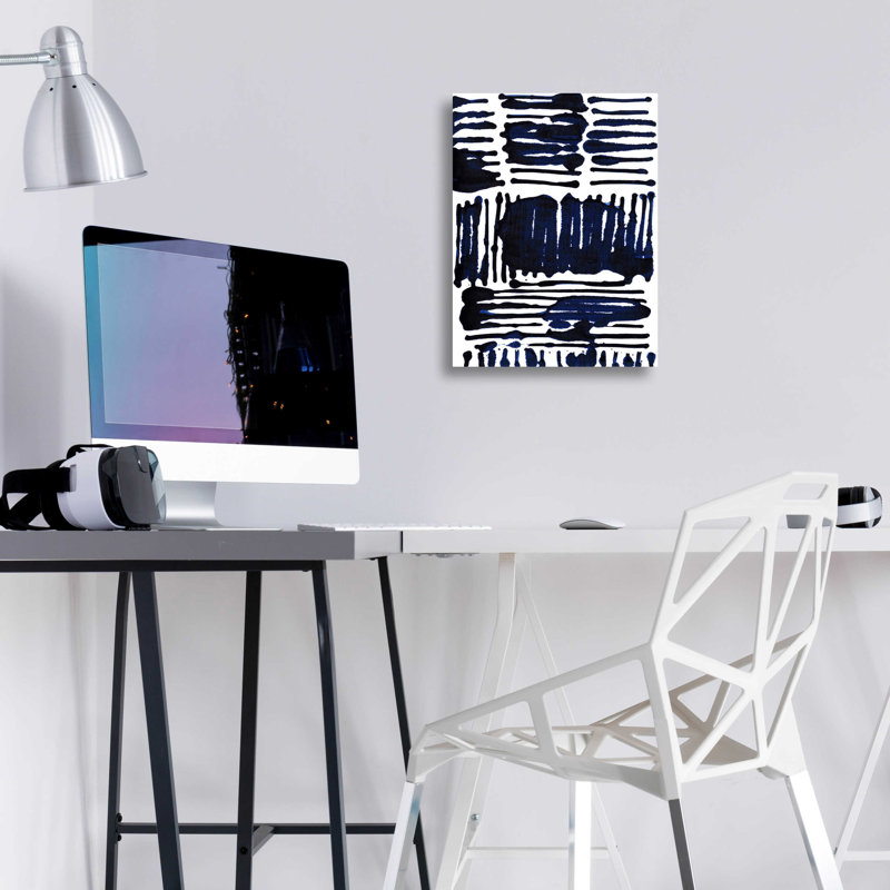 «Indigo Stripes I» par Jodi Fuchs, H 16 po x l 12 po x P 0,13 po