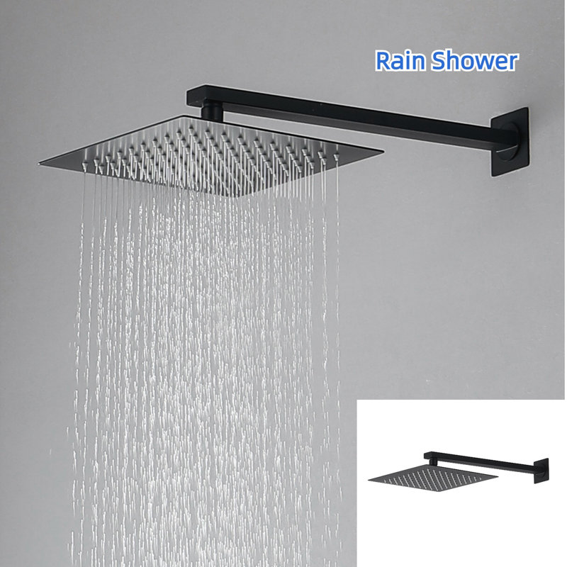 Complete Shower System with Rough-in Valve, Matte Black