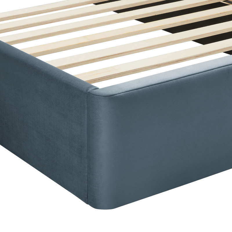 Solana Arched Performance Velvet Platform Bed, Cadet Blue, King