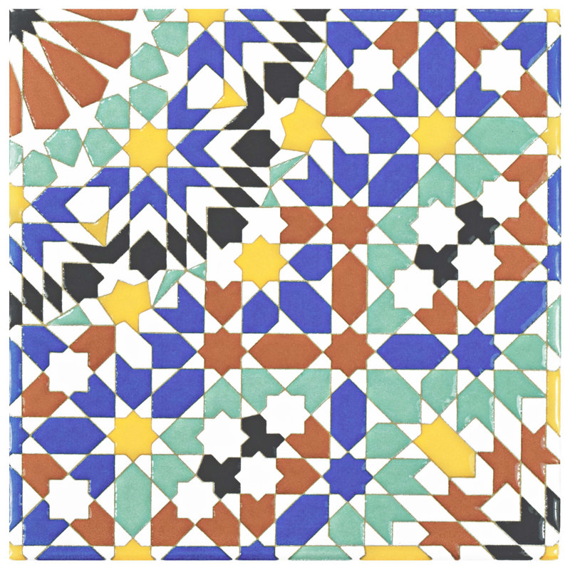 Sevillano Andalusia 8" x 8" Ceramic Patterned Field Wall Tile
