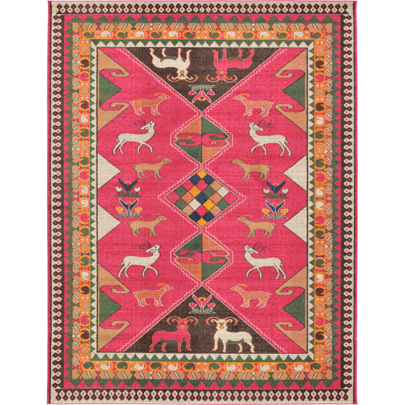 Lonniet Washable Geometric Indoor Rug, Rectangle 9' x 12'