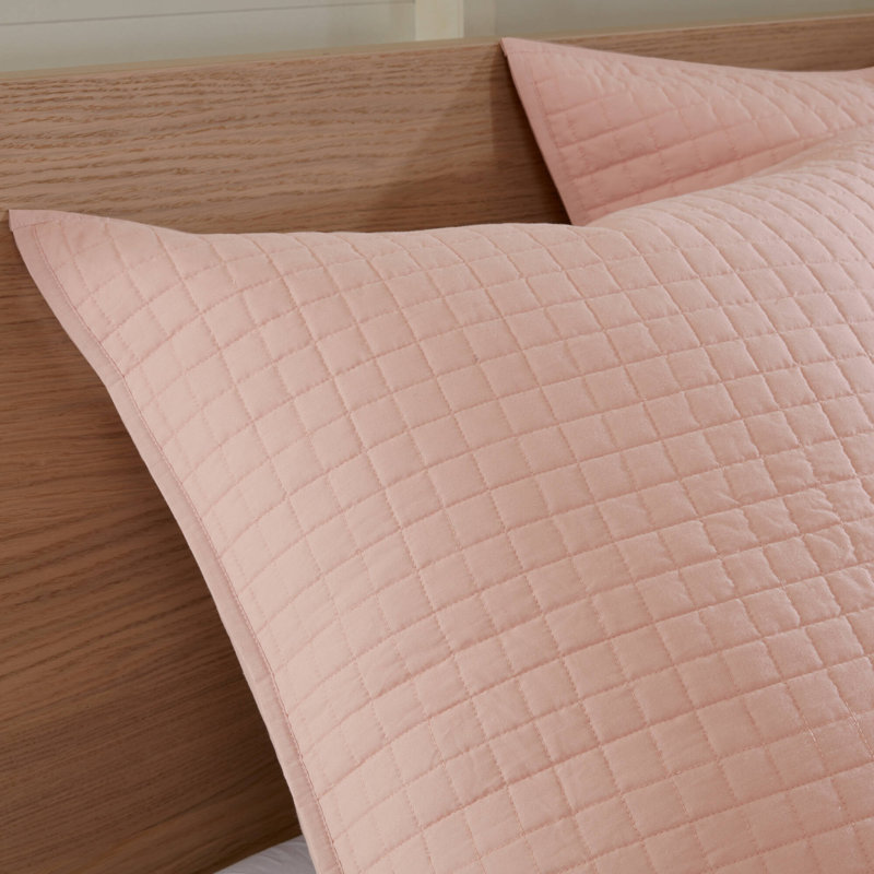Brooklyn Cotton Jacquard Duvet Cover Set with Euro Shams and Throw Pillows, Pink