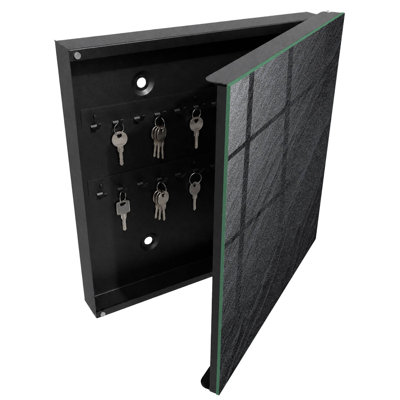 Decorative key box for wall, Opens to the right, 30x30x5, Black, Rock structure in shades of black and gray, 