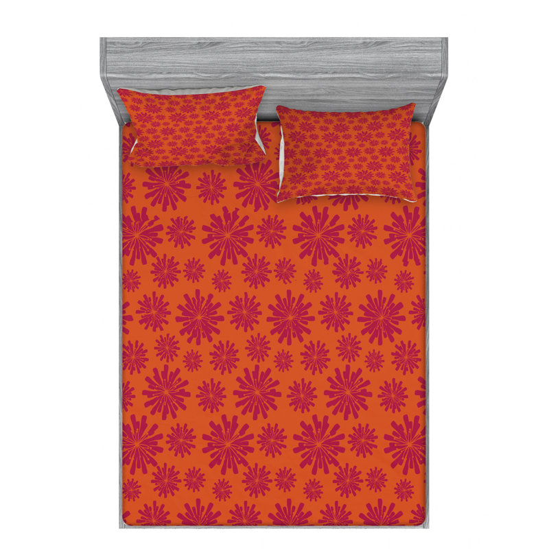 Microfiber Floral Sheet Set, Queen Sheet Set with Fitted Sheet