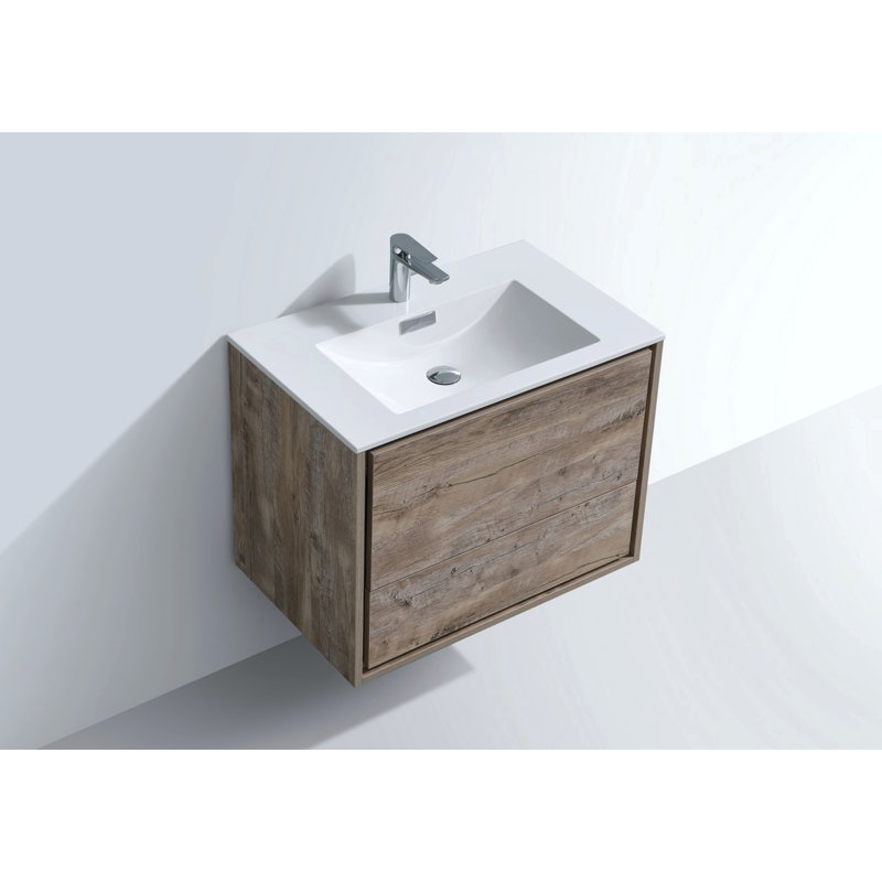 Trieu 29.75'' Single Bathroom Vanity with Acrylic Top, Nature Wood