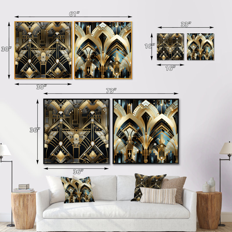 Conner - Abstract Shapes Square Collage Set Of 2, Black Floater Framed, 16" H x 33" W