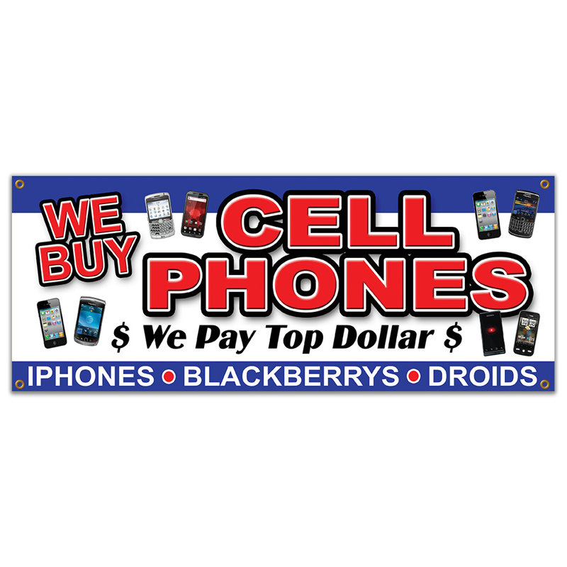 Enseigne de bannière «We Buy Cell Phones»