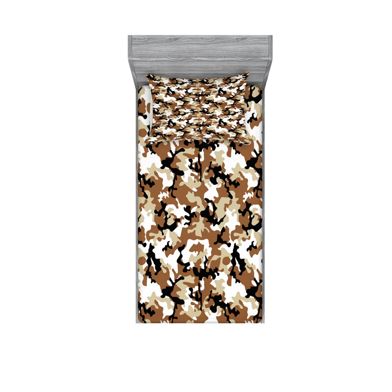 Microfiber Camouflage Sheet Set, Twin Sheet Set with Fitted Sheet