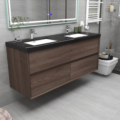 Ensemble de meuble-lavabo double mural 60 po Smariti