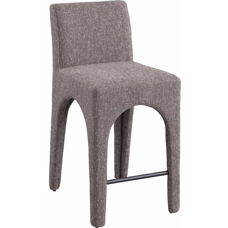 Tabouret Gramercy, Tissu texturé en lin brun