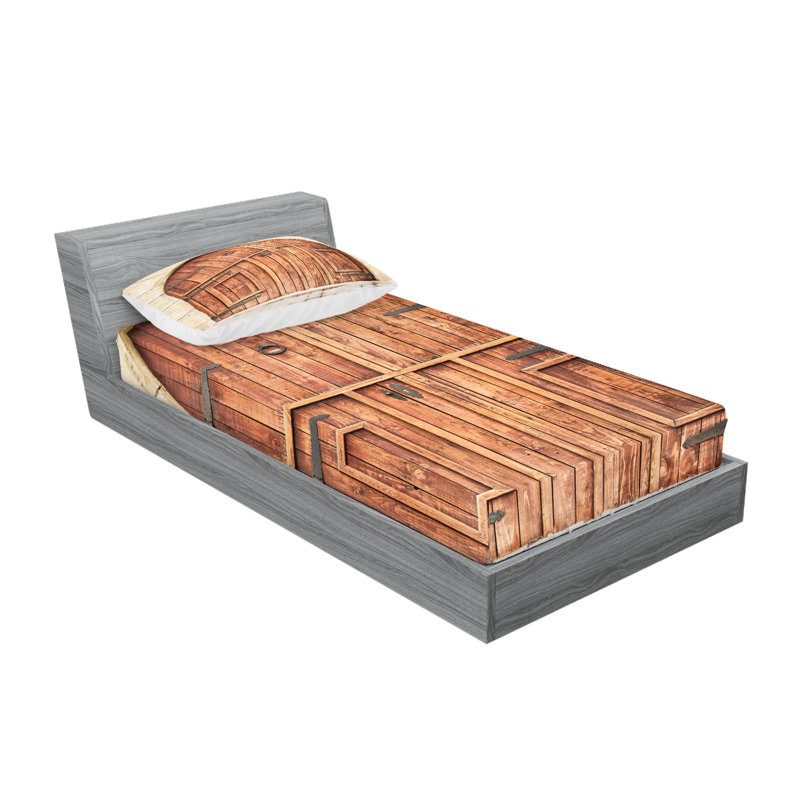 Drap-housse et coussin décoratif Ambesonne, brun crème, Ensemble de draps pour lit simple TG + 2 taies d'o