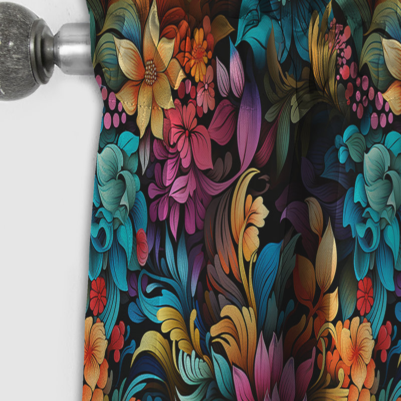 Vibrant Mandala Motif Boho I - Rideau floral - Rideau occultant floral - 1 panneaux, L 52 po x L 108 po