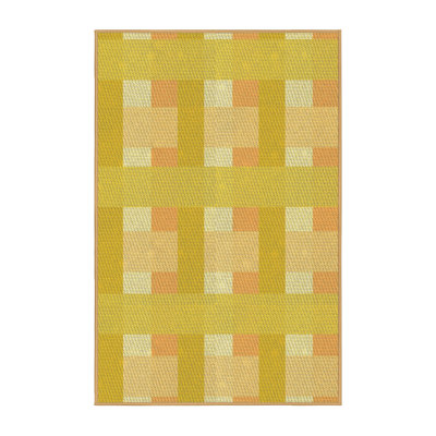 Tapis géométrique en laine jaune