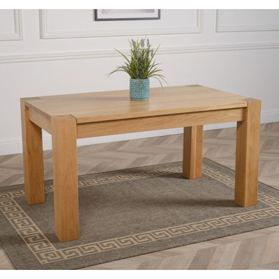 Anathea Oak Rectangular Wood Top Dining Table with Wood Base