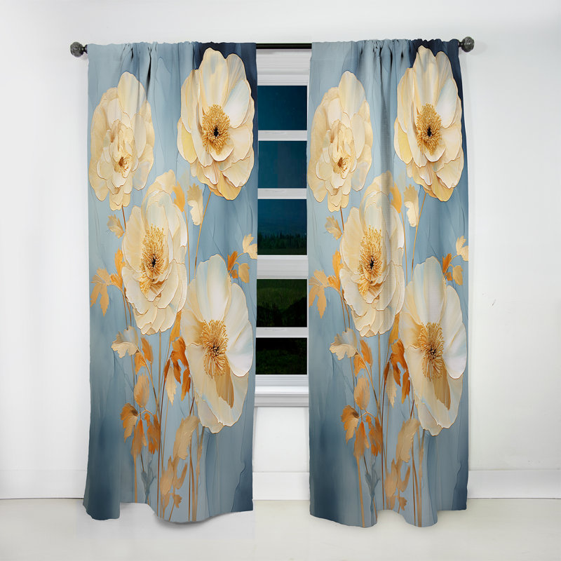 Estee Floral Delights In Ranunculus III - Traditional Velvet Curtain - Room Darkening - 1 panel, 52" W x 120" L
