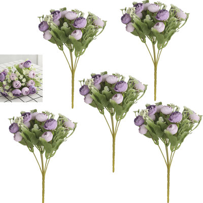 5 paquet de fleurs de pivoines artificielles, fleurs de soie, bouquet d'hortensias, décoration de table pour la maison, bouquet de roses réutilisables pour le mariage de la fête des Mères