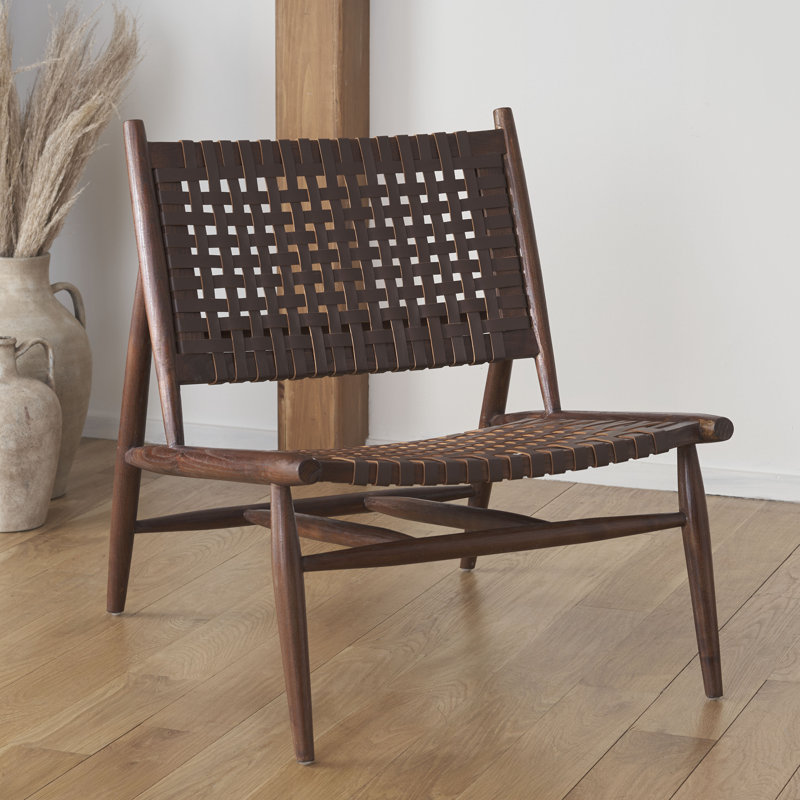 Chaise d'appoint en cuir Laylon, Cuir véritable cognac, Brun