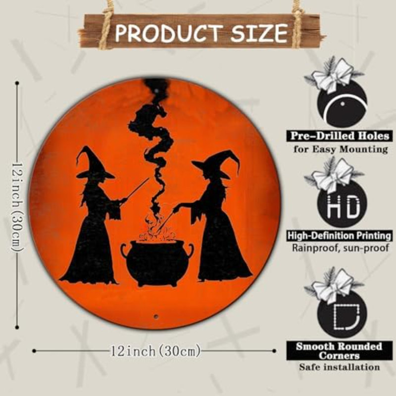 Plaque en métal Spooky Witch Halloween