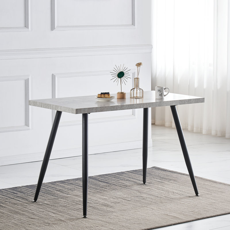 Ernst 120/150cm Nordic Metal Base Rectangular Manufactured Wood Dining Table, Grey, 120cm x 70cm