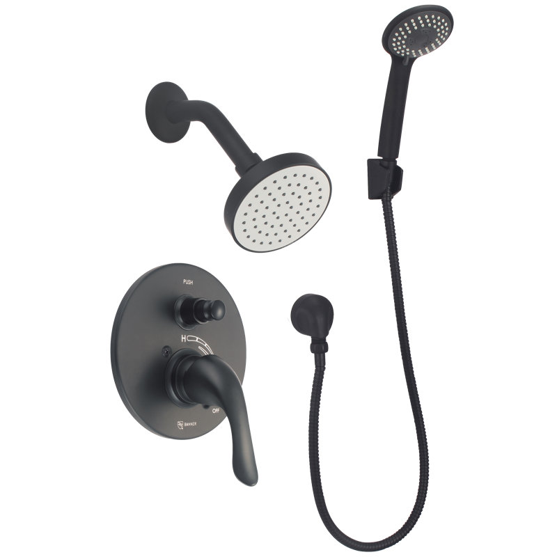 Castille Diverter Shower with Rough in-Valve, Matte Black