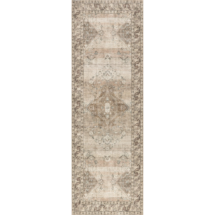 Jeccica Distressed Vintage Medallion Jute Blend Polyester Area Rug