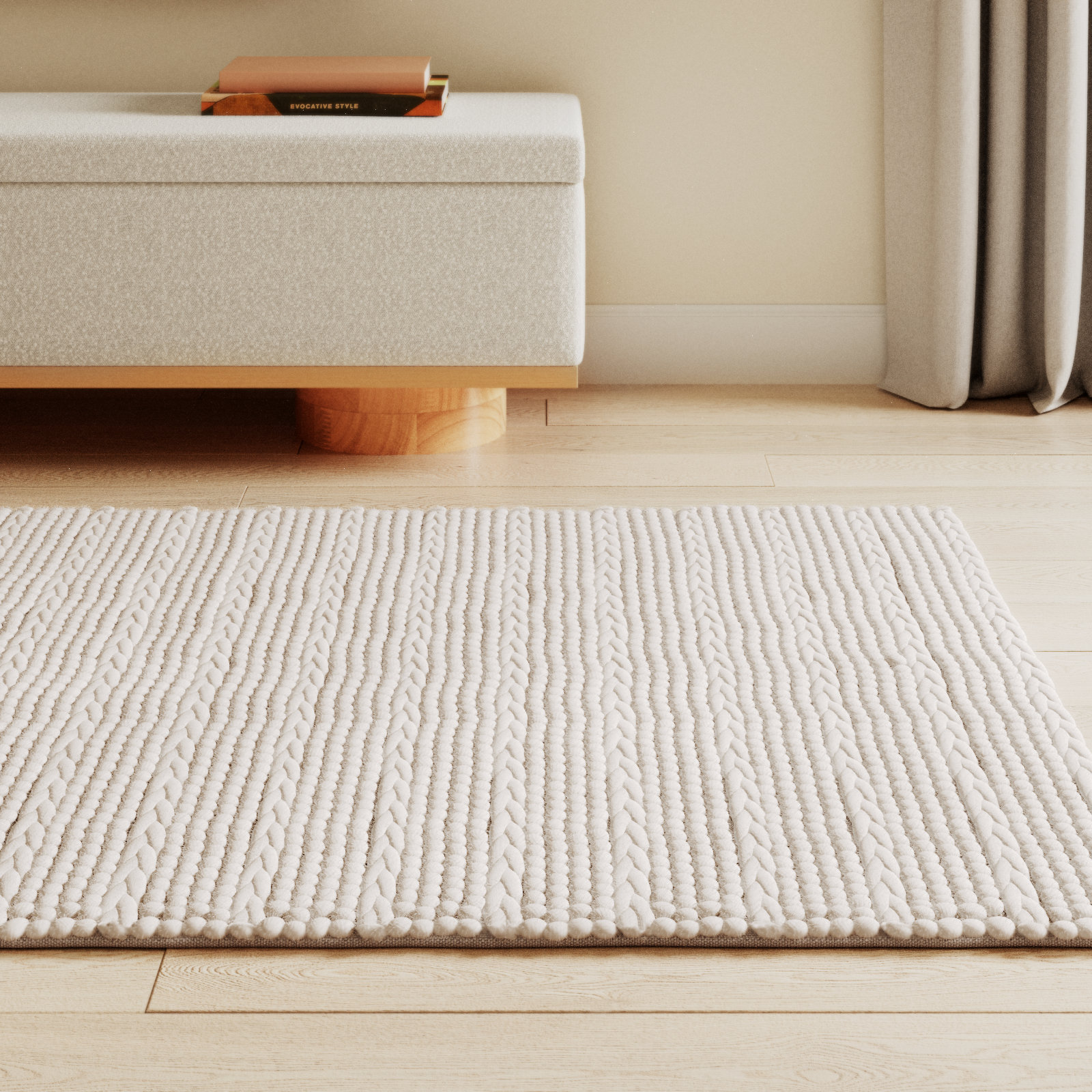 Sestina Ivory Handmade Flatweave Rug, Rectangle 4' x 6'