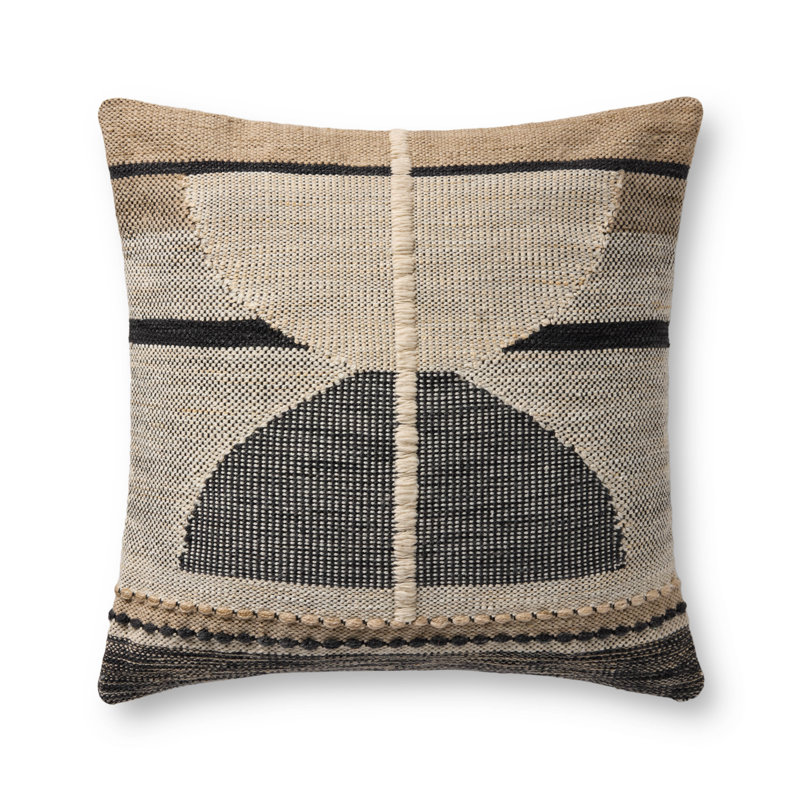 Loloi Accent Pillow, Black/Ivory Geometric, Square 22", Down
