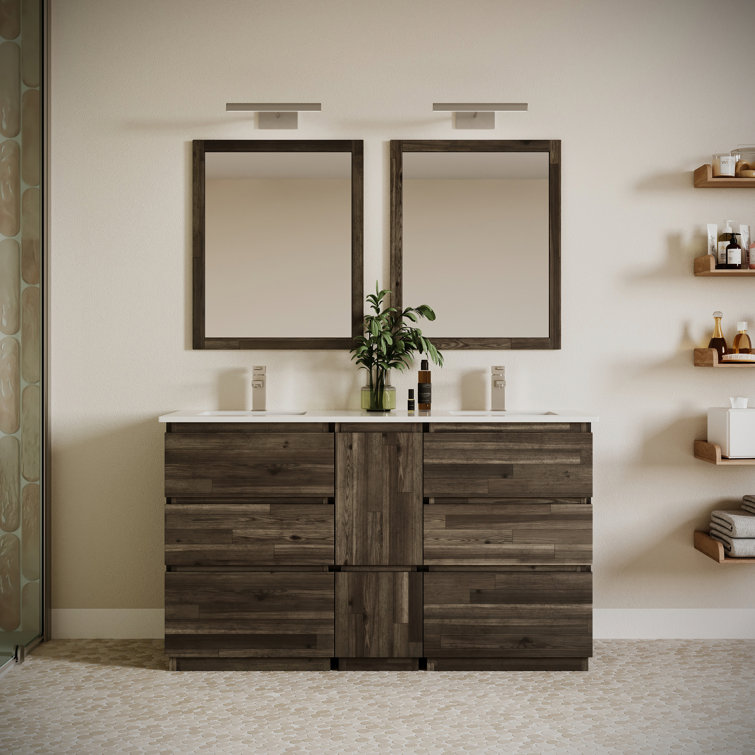 Fresca Formosa 60" Freestanding Double Sink Bathroom Vanity Set with Top and Sinks Included - Faucets Not Included