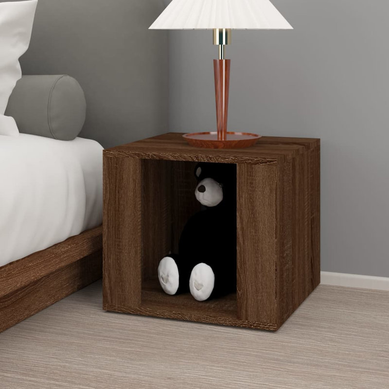 Khaiden 41cm W Manufactured Wood Bedside Table, Brown Oak