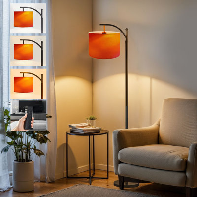 Lampe sur pied PeeNoke Arc jaune abstrait, orange, rouge, projecteur défocalisé, grand lampadaire moderne à DEL, abat-jour réglable en lin, 3 températures de couleur