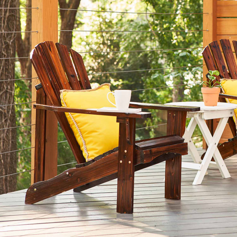 Chaise Adirondack en bois Brently, Brun brûlé
