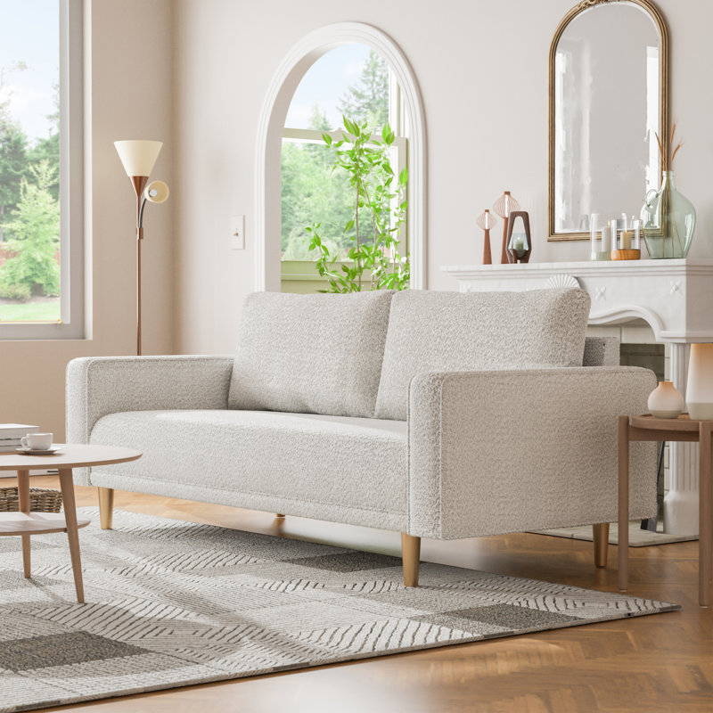Celal Upholstered Loveseat, White, 35"H x 83.5"W x 34.5"D