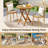 Patio Teak Wood Dining Table 27.5'' Round Side Table w/ Slatted Tabletop