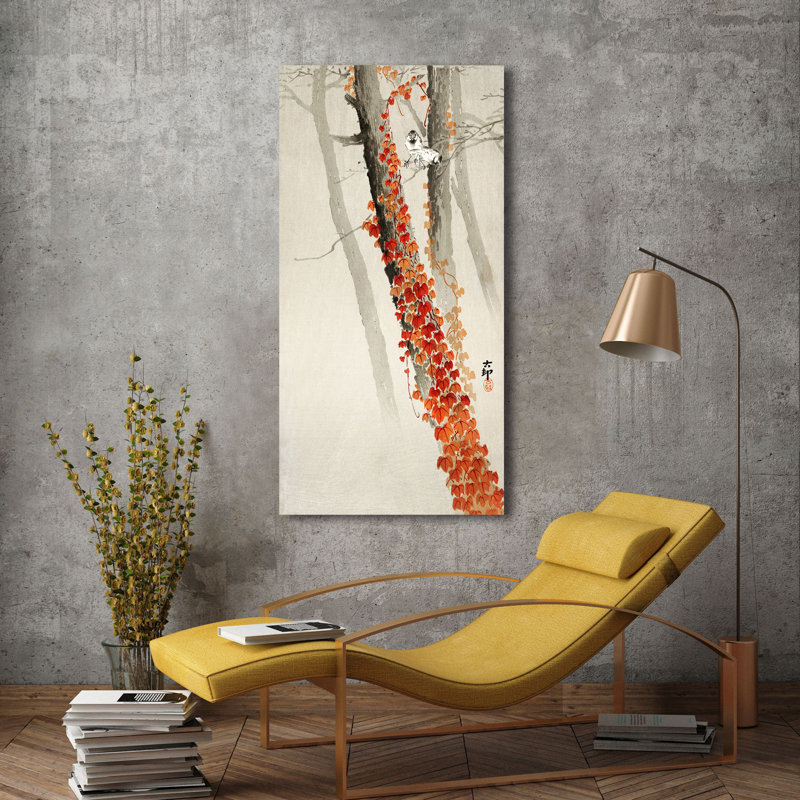 2JP6338 Red Ivy by Ohara Koson - Wrapped Canvas Art Prints, 100cm H x 50cm W x 4cm D