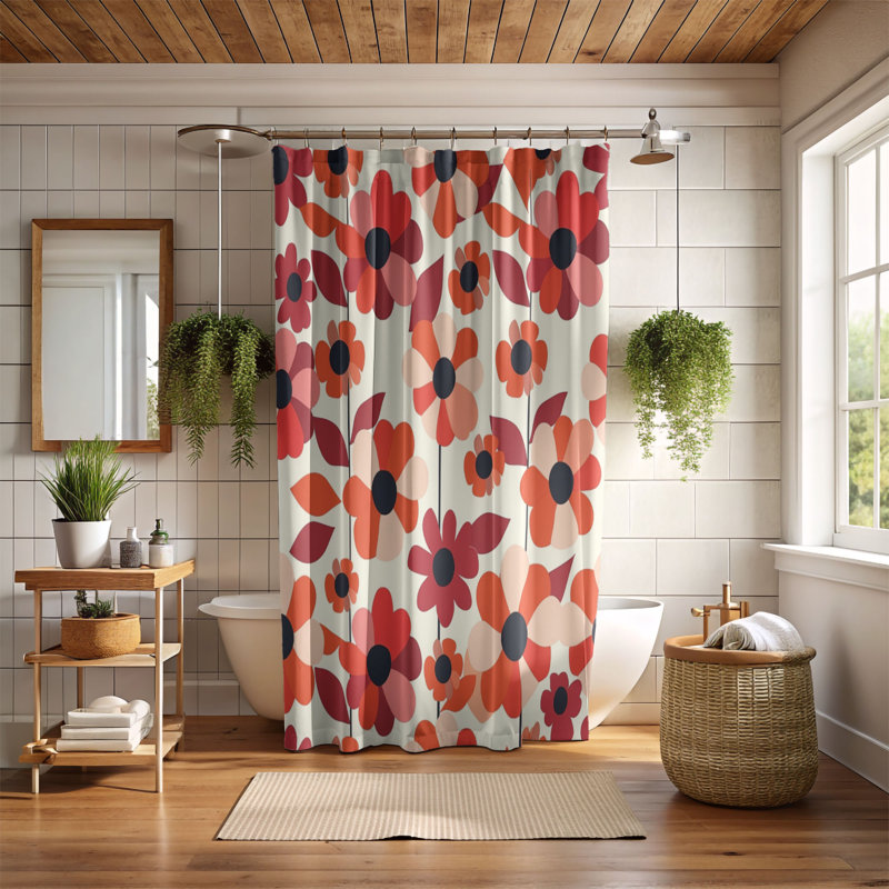 Rideau de douche standard 1 pièce Nostalgic Blossoms, H 74 po x l 71 po