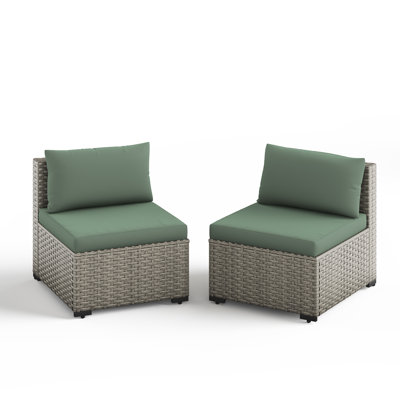 Zoea Outdoor Patio Sofa with Removable Cushions (Set of 2) 