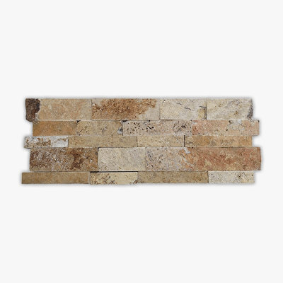 Scabos Splitface 7x20 Interlocking Travertine Ledger Panel