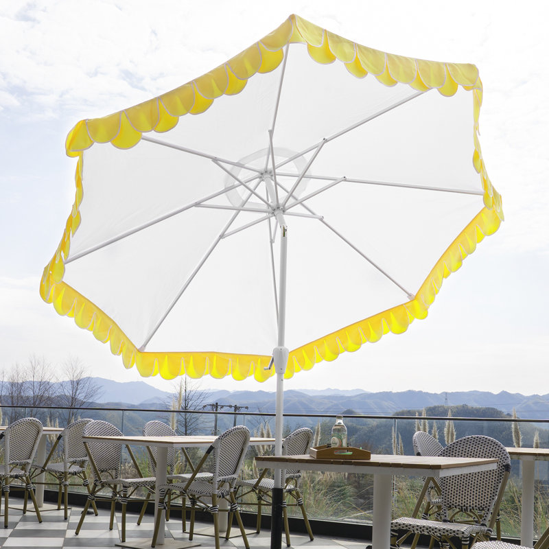 Parasol Adahir 108 avec contrepoids inclus, Jaune, Blanc