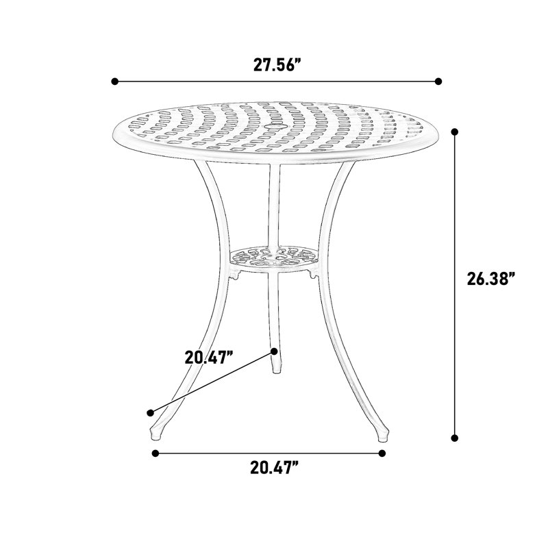 3-piece Cast Aluminum Patio Bistro Set With Umbrella Hole, All-weather Metal Table & 2 Chairs, Outdoor Garden Furniture