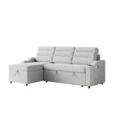 Convertible Sleeper Combo Sofa, Convertible Sofa Bed Polyester Pullout Bed With Storage Recliner And Cup Holder For Living Room, Tight Spaces
