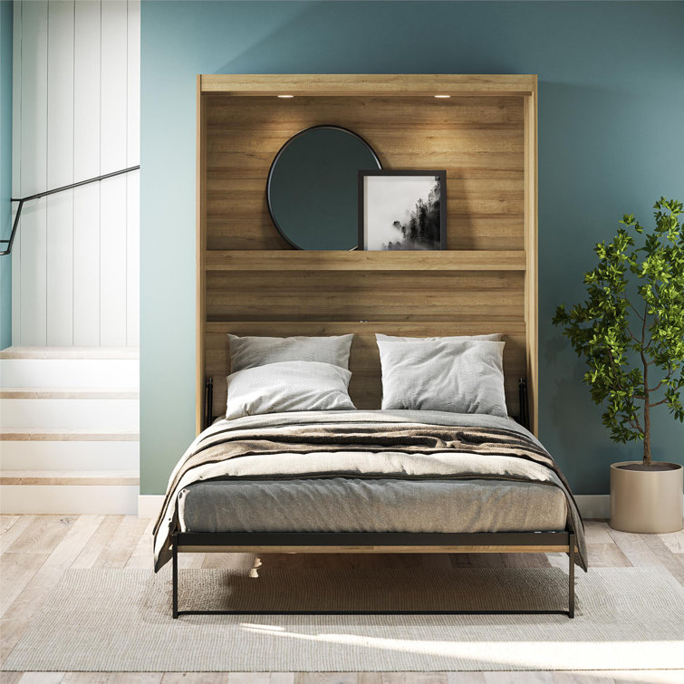 Makassar Murphy Bed with Gallery Shelf & Touch Sensor LED Lighting