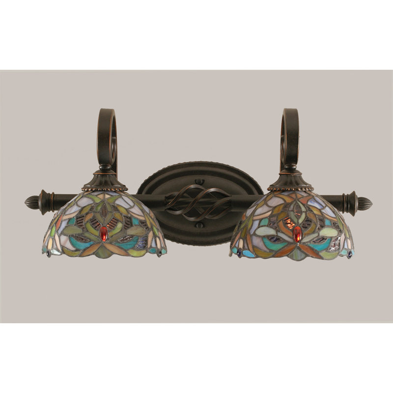 Eleganté 2 Light Bath Bar Shown In Dark Granite Finish With 7" Kaleidoscope Art Glass