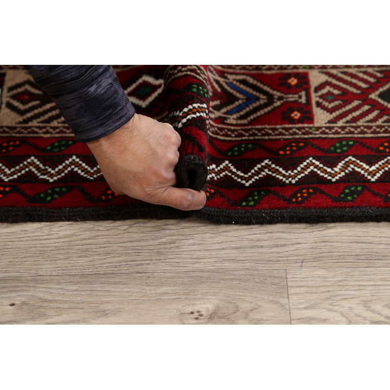 Tapis brun en laine noué à la main de conception unique 3 pi 5 po x 6 pi 3 po Abderus