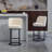 Counter Height Bar Stools Set of 2, Modern Barrel Design with Backrest, Linen Fabric Upholstered for Kitchen Island Comfort-1497760733