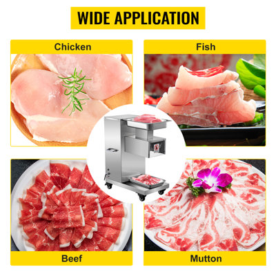 110V Commercial Meat Cutter Machine 1100LB/H Electric Meat Cutting Machine 750W Commercial Meat Slicer 3mm Blade Restaurant Food Slicer Stainless Steel, Designed for Kitchen Restaurant Supermarket