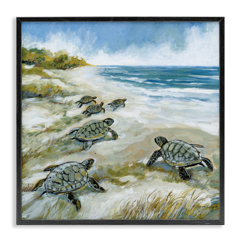 Bébé tortues de mer sur la plage, estampe numérique, conception par Susan Winget, H 12 po x l 12 po