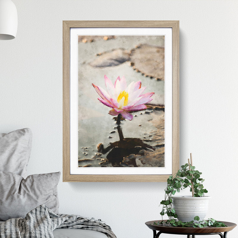 Beauty of a Water Lily - Picture Frame Painting, 48cm H x 36cm W x 2cm D, Oak Framed